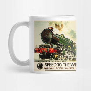 Speed To The West GWR Advertisement Vintage Steam Train Locomotive Mug